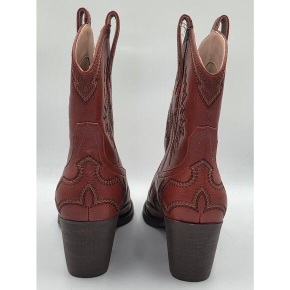 HOCHFART Womens Boots Size 7.5 Brown Western Embroidered Cowgirl Slip On - Picture 5 of 7